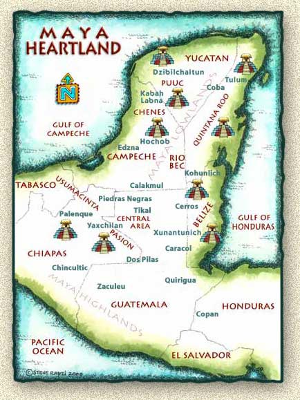 Map of Maya Sites, Yucatan