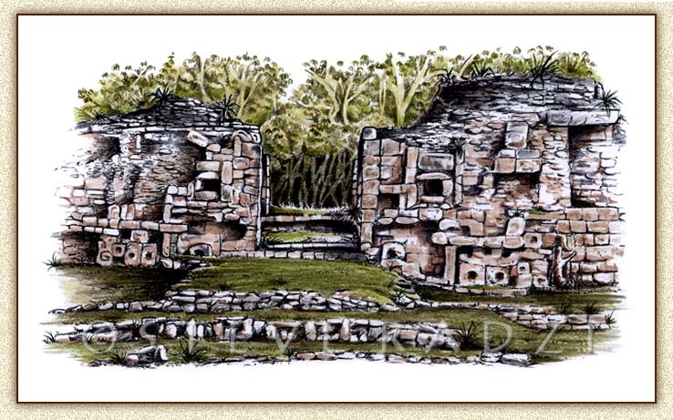 Illustration of Maya Temple by Steve Radzi