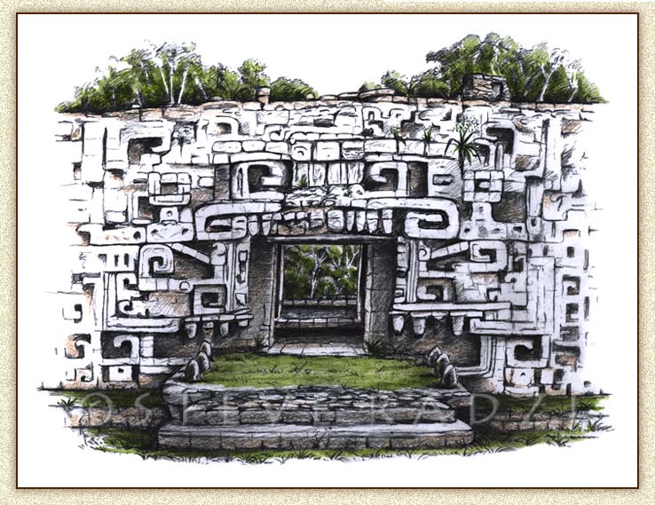 Illustration of Maya Temple by Steve Radzi