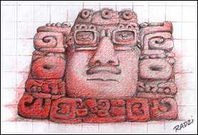 Maya Illustrations and Drawings of Ruins, Temples and Structures by Steve Radzi