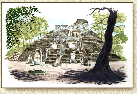 Mayan illustration of Calakmul by Steve Radzi