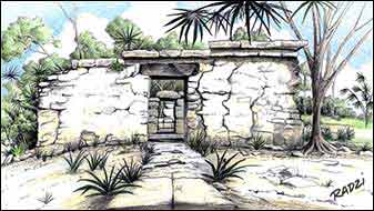 Maya Illustrations and Drawings of Ruins, Temples and Structures by Steve Radzi