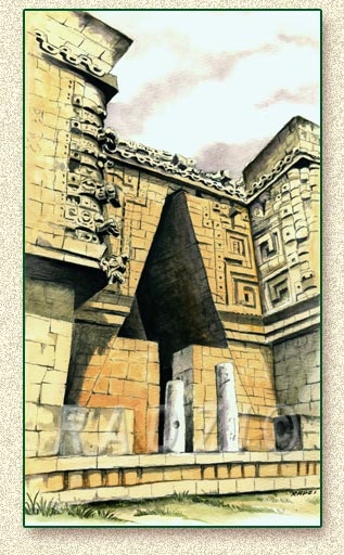 Mayan illustration of Uxmal by Steve Radzi
