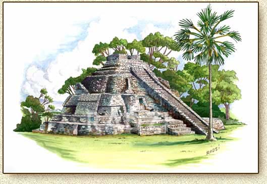 Mayan illustration of Calakmul by Steve Radzi
