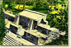 Mayan illustration of Cahal Pech by Steve Radzi