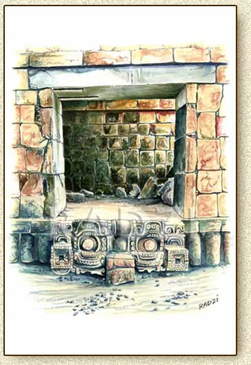 Mayan illustration of Kabah by Steve Radzi